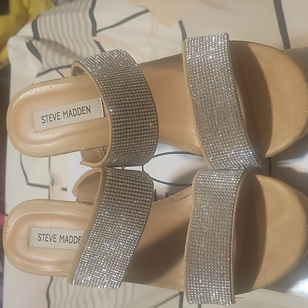Crystal wedge sandal ,steve madden size 10,worn once